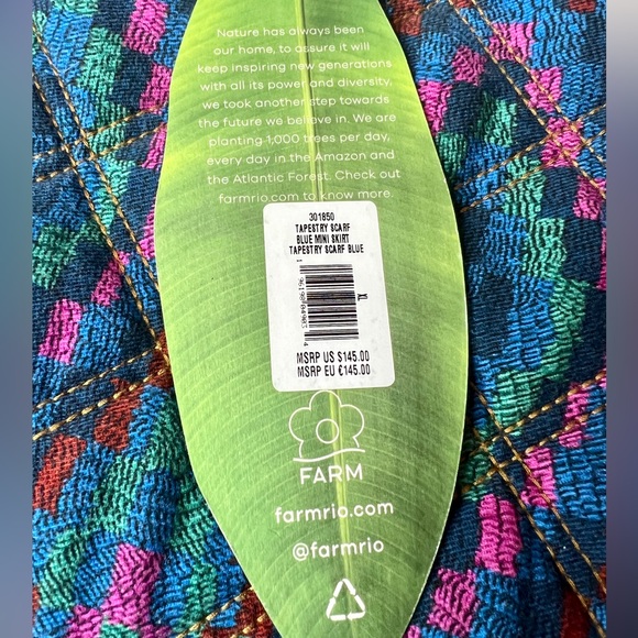 Farm Rio Tapestry Scarf Blue Quilted Mini Skirt  - Size XL - NEW - Picture 5 of 6